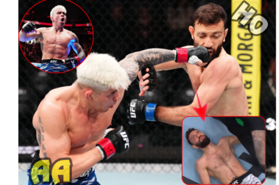 Chilling moment UFC fighter is left motionless by thunderous hammer fist in first-round knockout