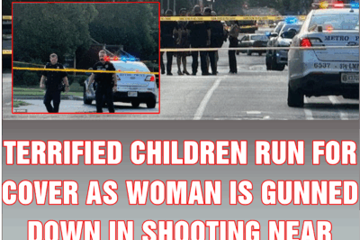 Terrified children run for cover as woman is gunned down in shooting near school bus stop