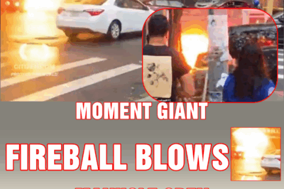Moment giant fireball blows manhole open in middle of busy NYC street