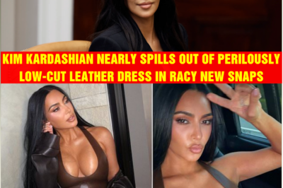 Kim Kardashian nearly spills out of perilously low-cut leather dress in racy new snaps