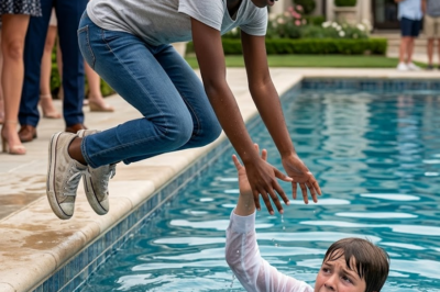 s – A billionaire’s autistic son was drowning. 50 people watched. Three teenagers laughed. Then a Black girl in a thrift‑store blazer did the unthinkable.